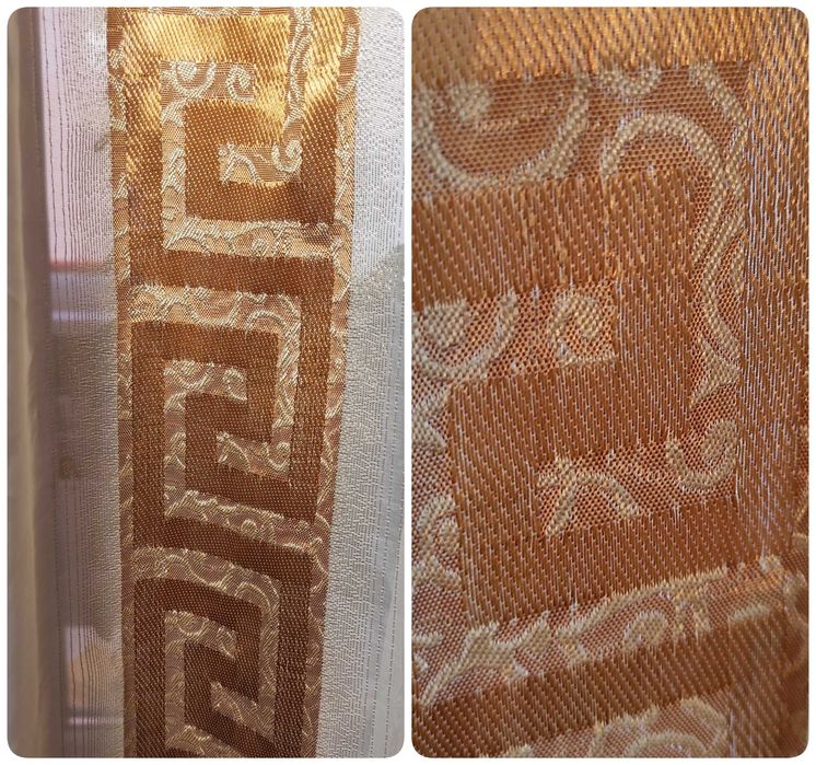 Тюль жакардова шифон в смужку з ламбрекенами на тесьмі 7,85 х 2,50