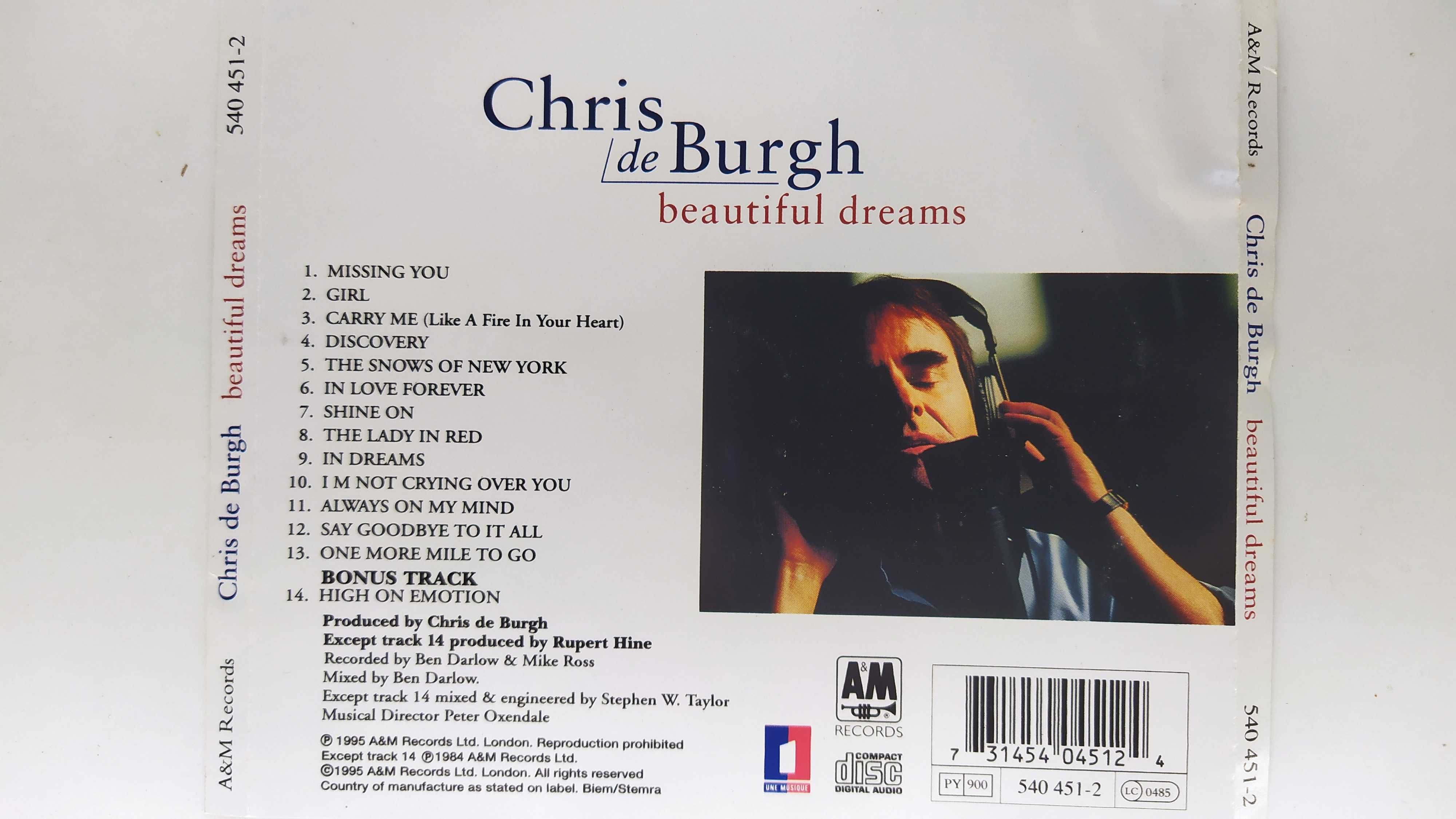 Chris de Burgh  beautiful dreams CD brak okładki przód OPIS !!!