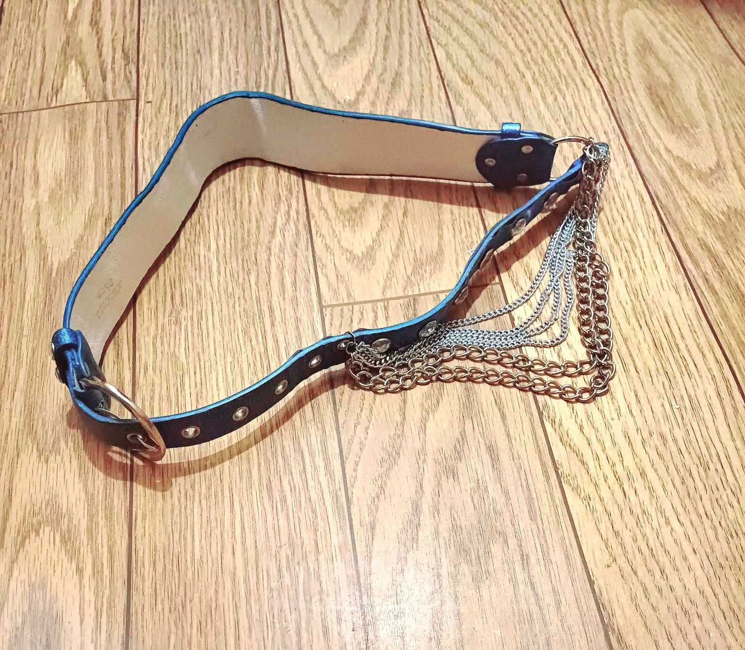 Pasek  z ćwiekami i łańcuchami 85 cm