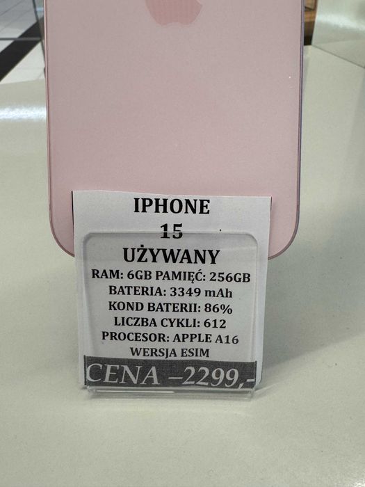 iPhone 15 256GB Bat 86% Topcase Vivo *Raty 0%