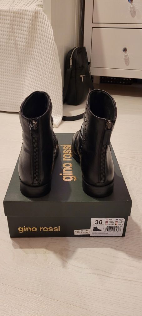 Botki czarne skóra r.38 GINO ROSSI NOWE