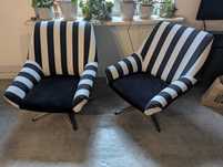 Dwa fotele obrotowe retro po renowacji, made in NRD