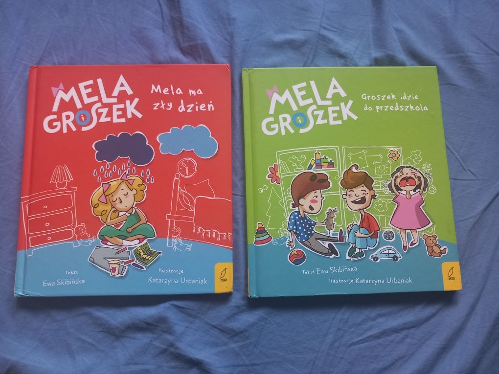 2 książki Mela i Grosik Mela ma zły dzień Groszek idzie do przedszkola