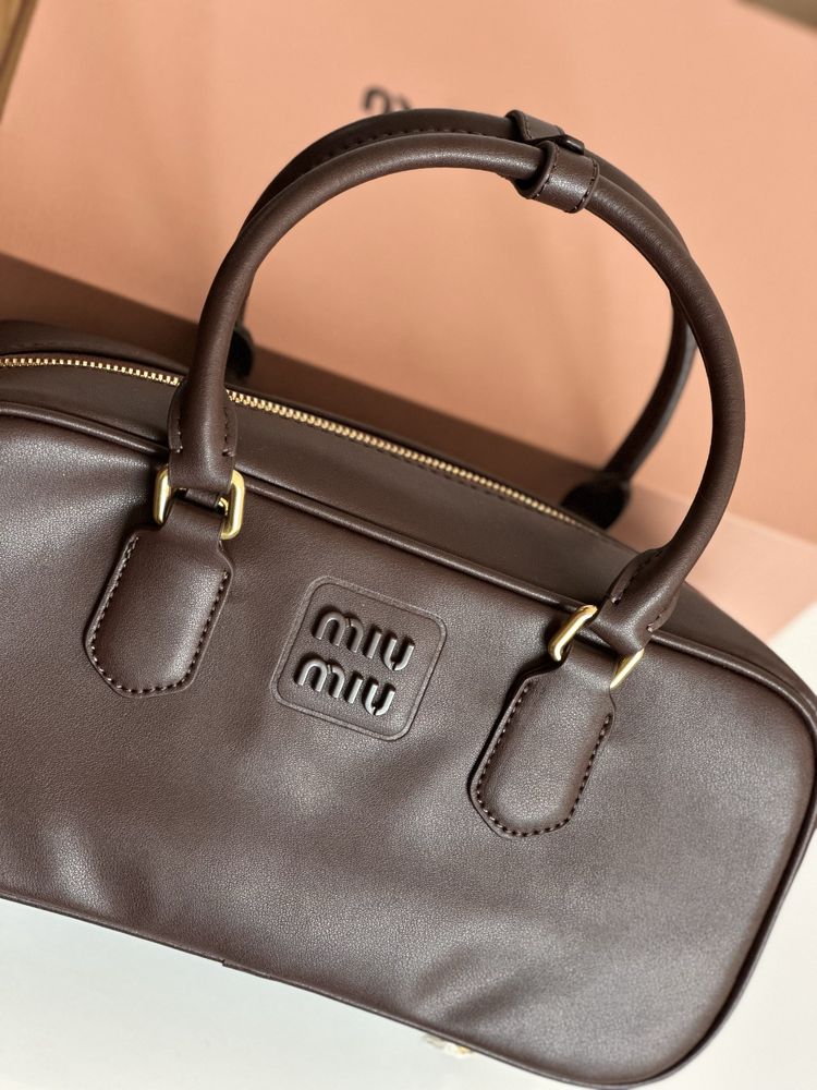 Сумка Miu Miu, шкірана сумка, стильна сумка, коричнева шкіряна сумка