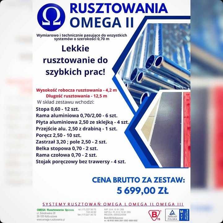 Lekkie rusztowanie ramowe Omega II 70 od producenta 52m2