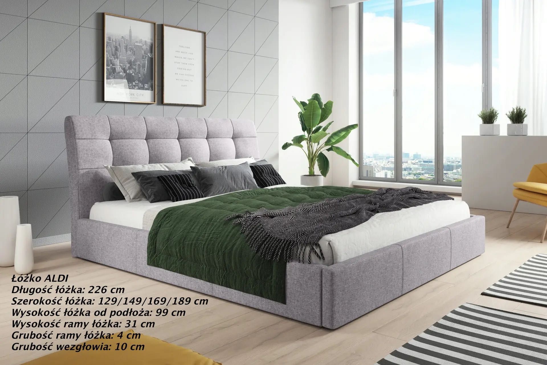 Łóżko Tapicerowane z Pojemnikiem 120/140/160/180x200 Podnoszony stelaż