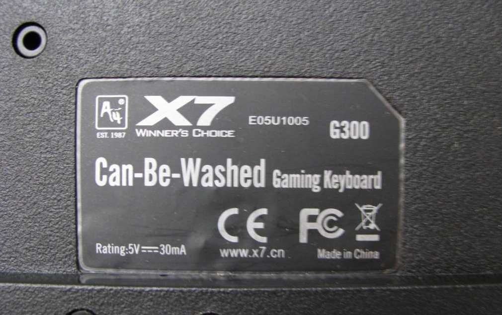 Игровая Клавиатура A4tech Can Be Washed X7 G300 USB Китай