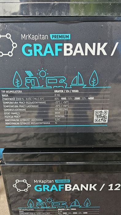 Akumulator 100 AH x 2szt 200 AH Grafitowy MrKapitan