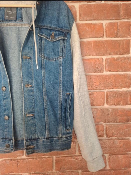 Męska kurtka bluza katana jeansowa denim dżinsowa r.S z kapturem