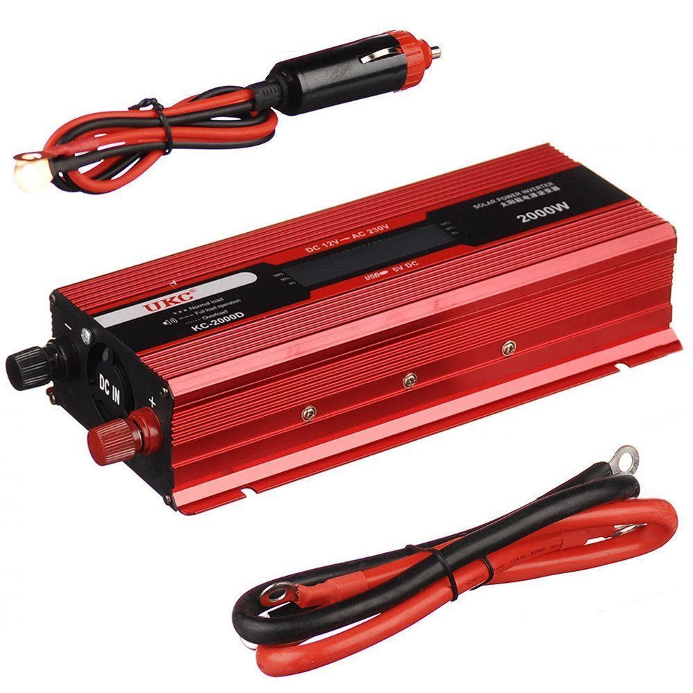 Перетворювач напруги з 12V на 220V, 2000W + LCD, KC-2000D