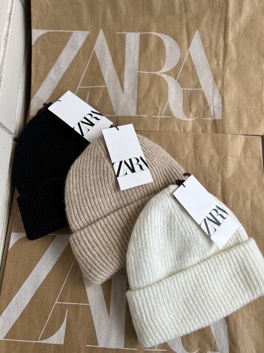 Шапка біні zara шапочка з шерстю