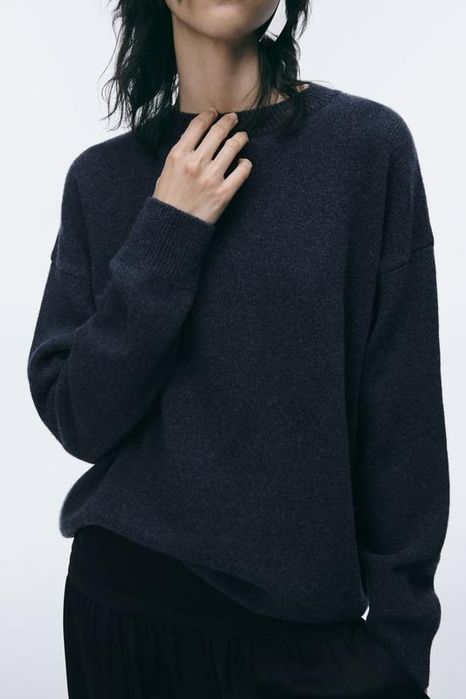Кашеміровий светр ZARA колір синій індіго