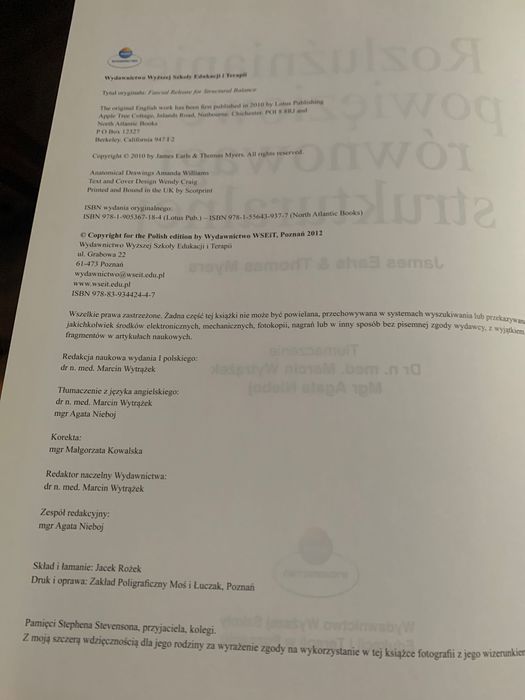 Rozluźnianie powięziowe dla równowagi strukturalnej - Myers & Earls