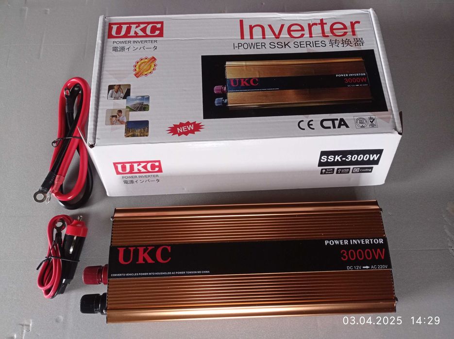 Перетворювач напруги UKC (інвертор) з 12В-220В 3000W