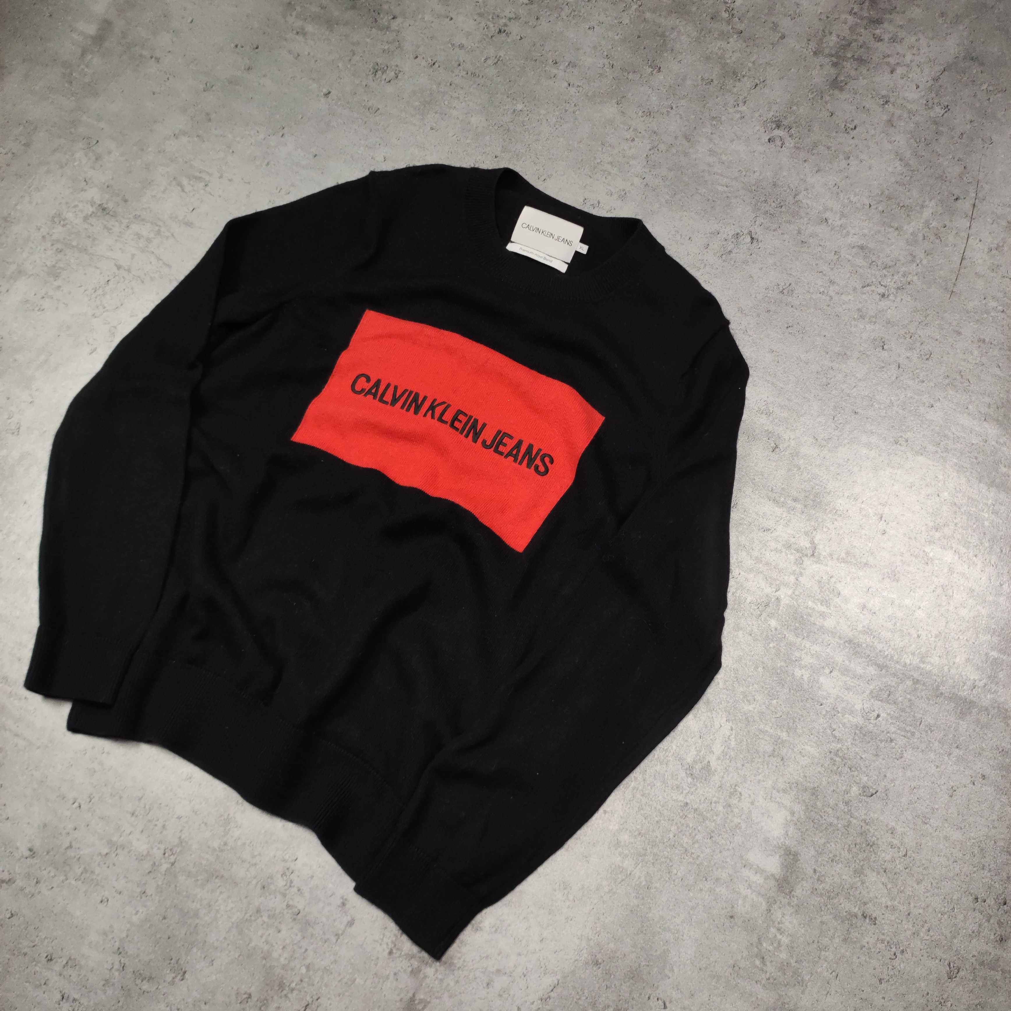 MĘSKI PREMIUM Elegancki Wełniany Sweter Gruby Splot Calvin Klein Jeans