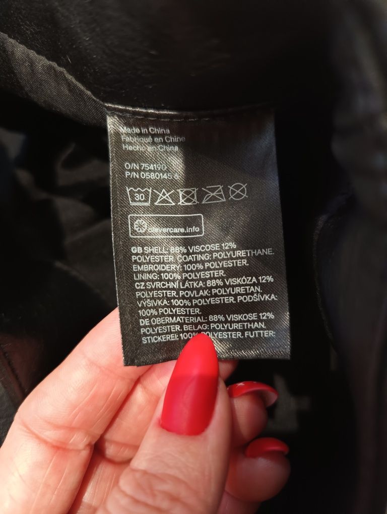 H&M skórzana czarna  spódniczka kwiaty viskoza