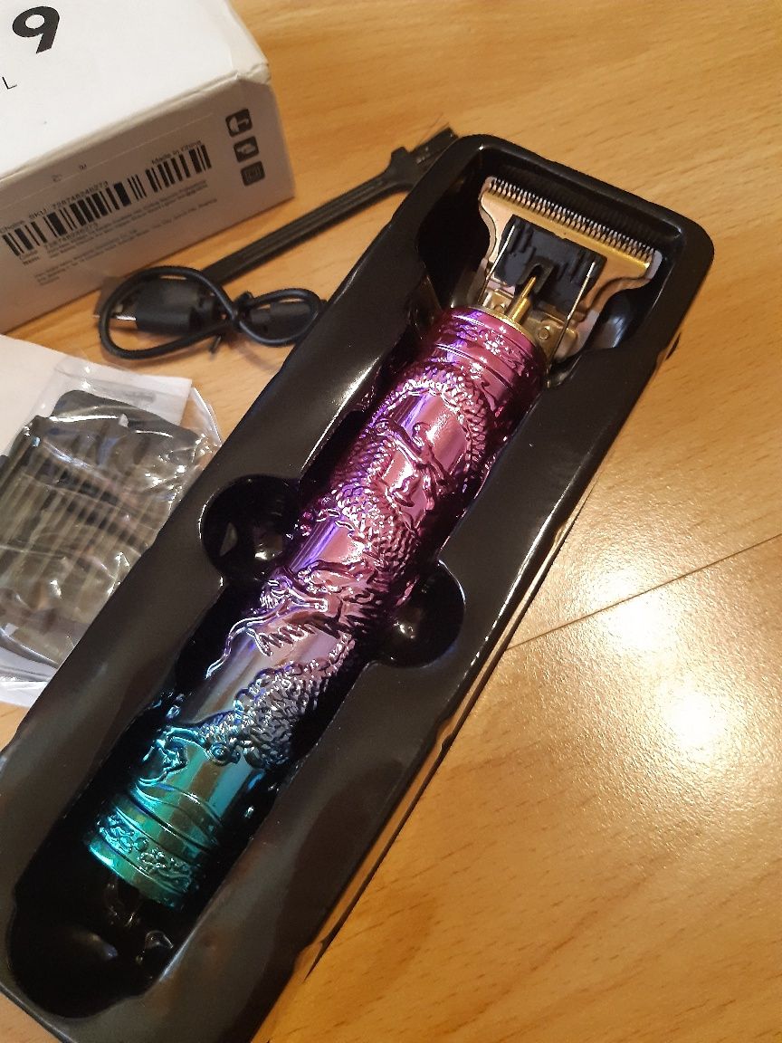 Maszynka do strzyżenia golarka Trymer barber - usb pink/blue