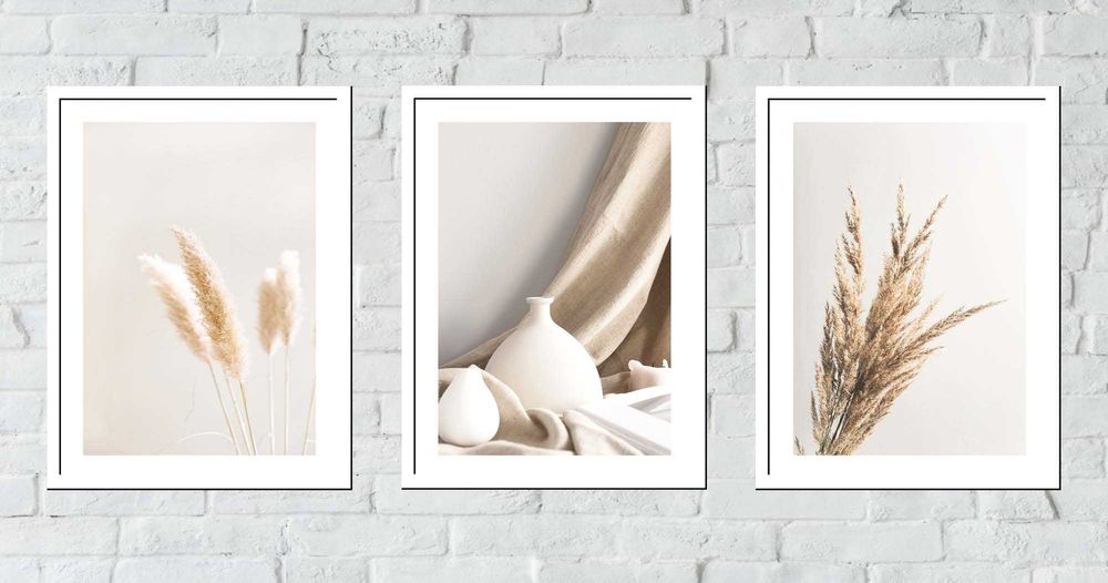 50x40 obrazy w ramie plakaty ramka PAMPAS WAZON TRAWA NATURA BOHO