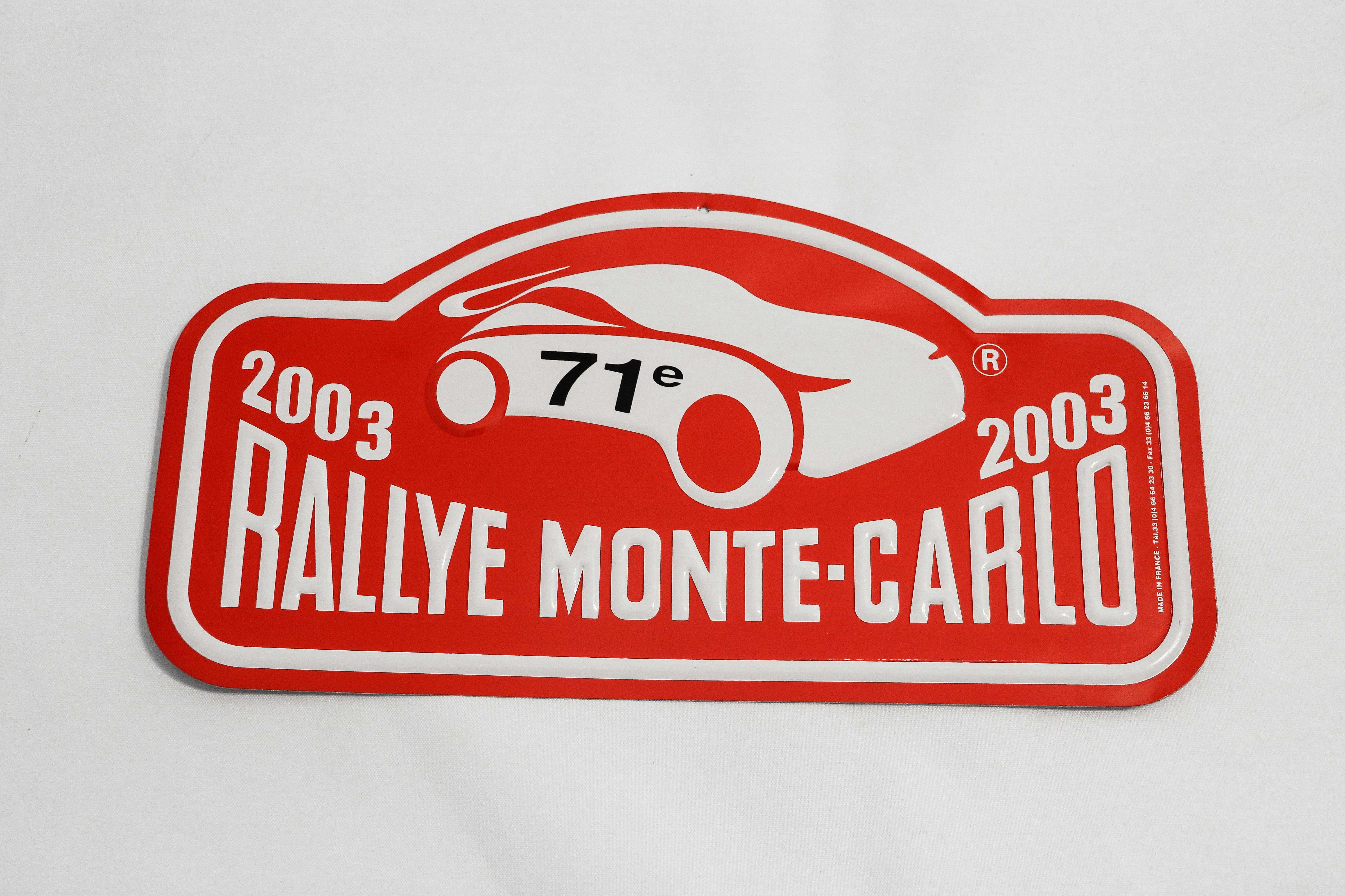 Placa/Chapa de Metal Vintage Rallye de Monte Carlo 2003 | Automobilia