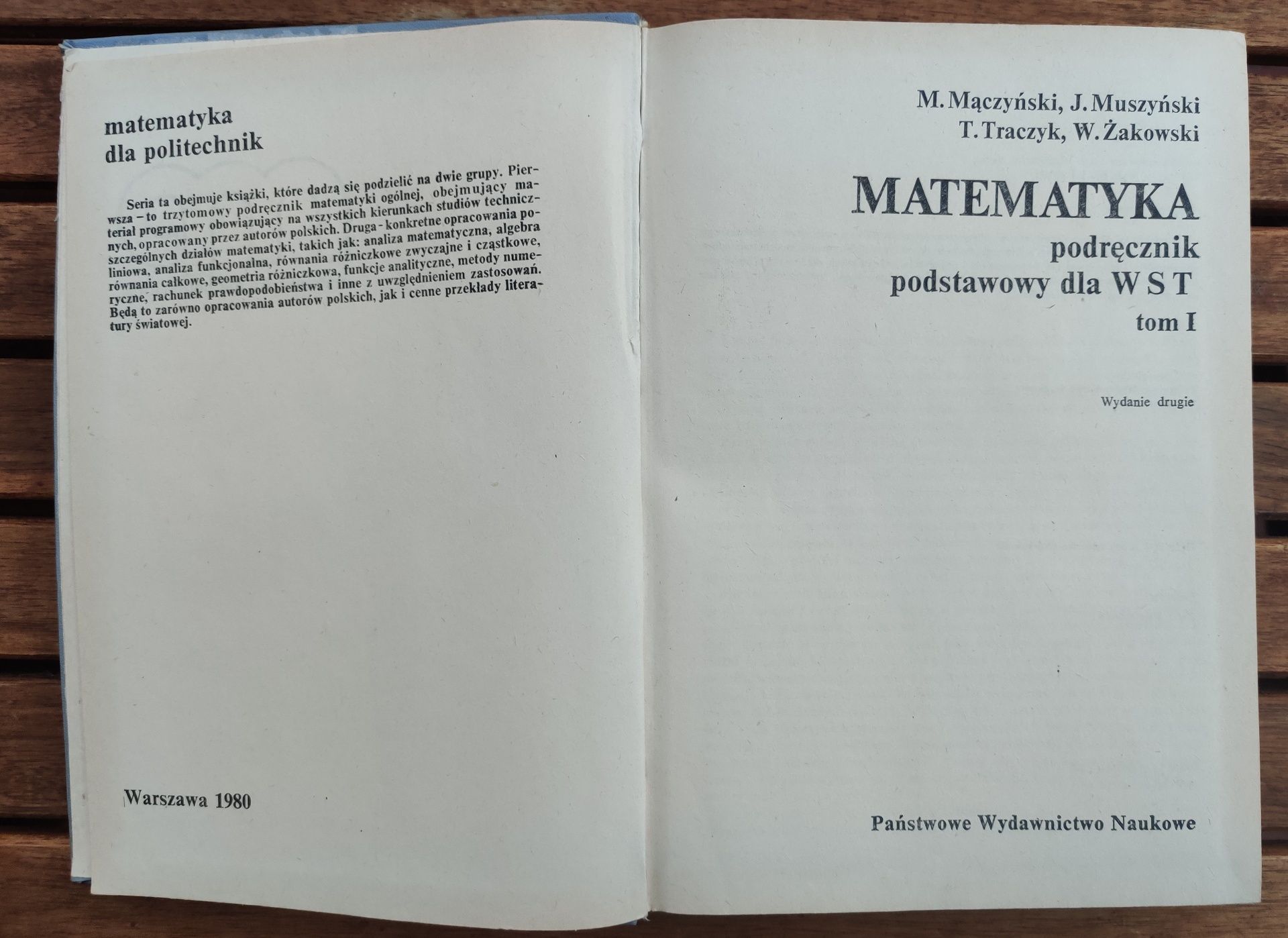 MATEMATYKA dla politechnik, podręcznik dla WST