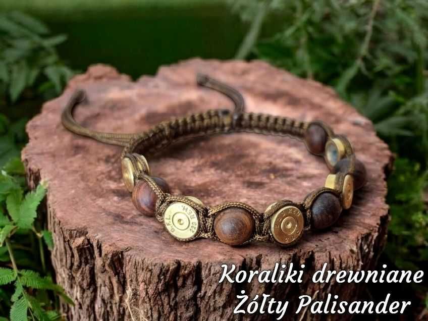 Bransoletka łowiecka handmade z łusek koraliki drewniane palisander