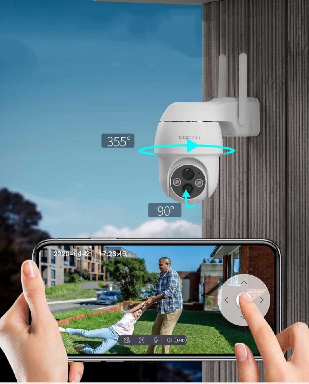 kamera zewnetrzna obrotowa wifi 2k 3mpx 4x zoom 5200mah do monitoringu