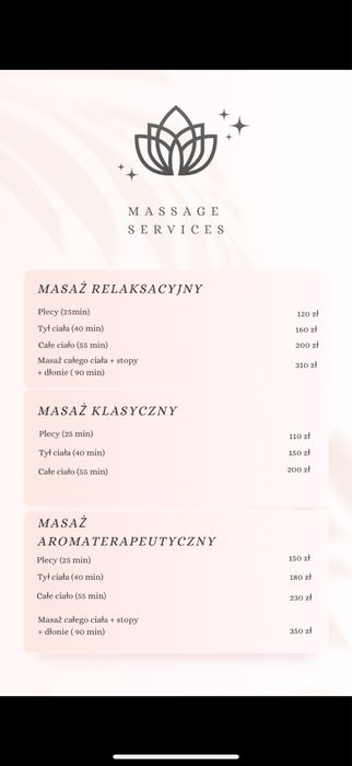 Oferta masaze Piotrkow Tryb do konca grudnia 20% znizki