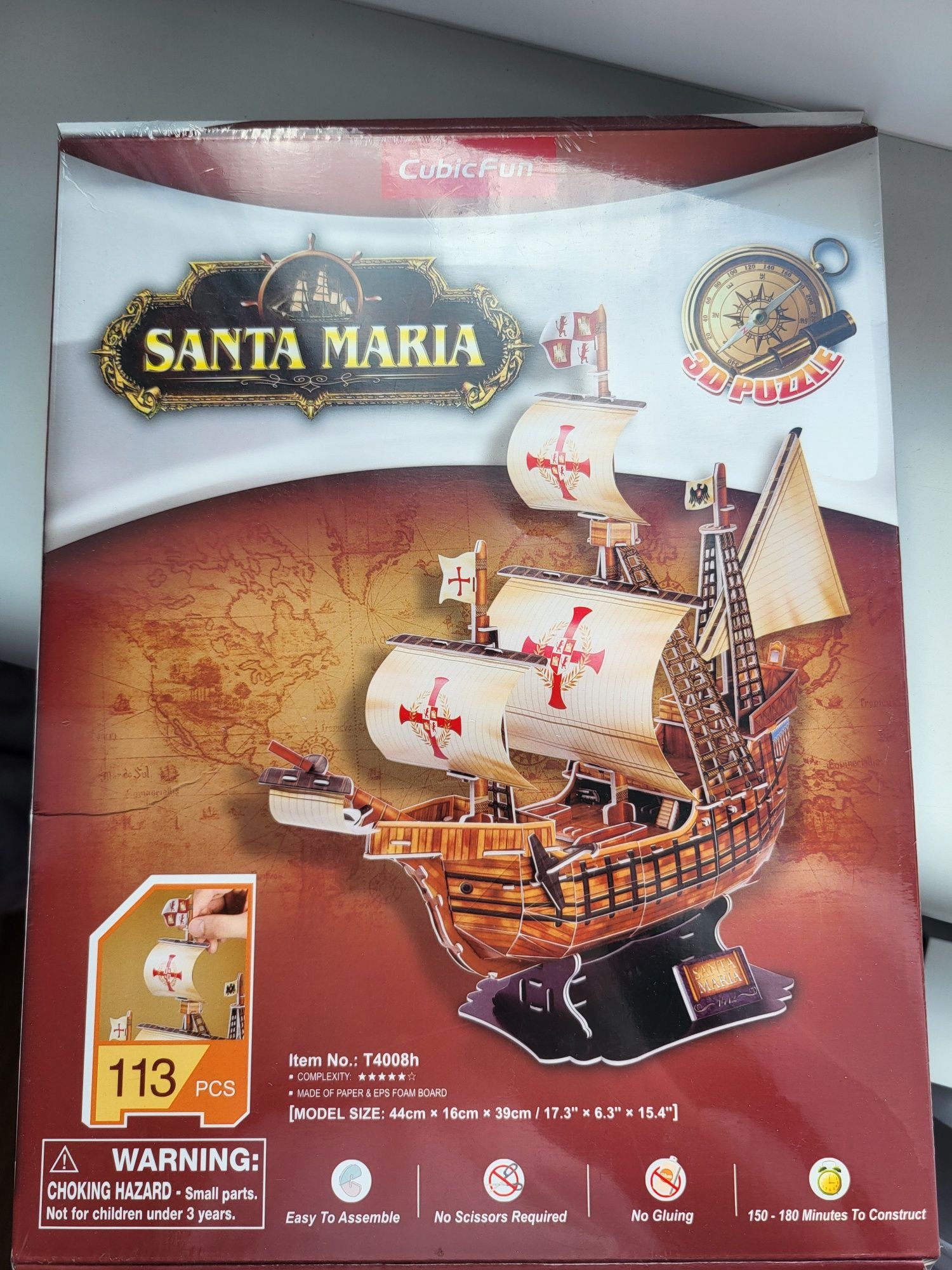 Конструктор-головоломка 3D пазл CubicFun Santa Maria Корабель (Е4008h)
