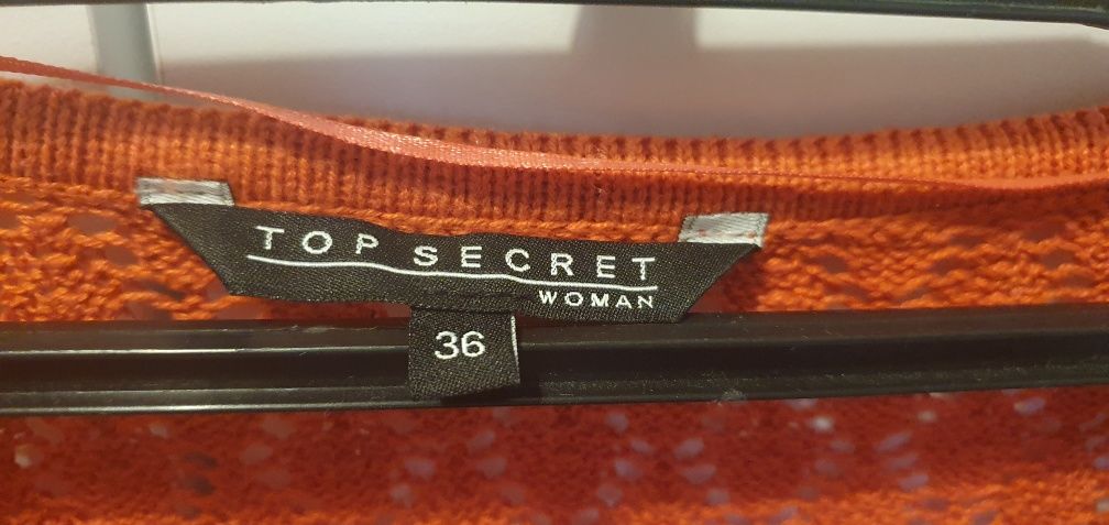 Pomarańczowy ażurowy sweterek Top Secret S