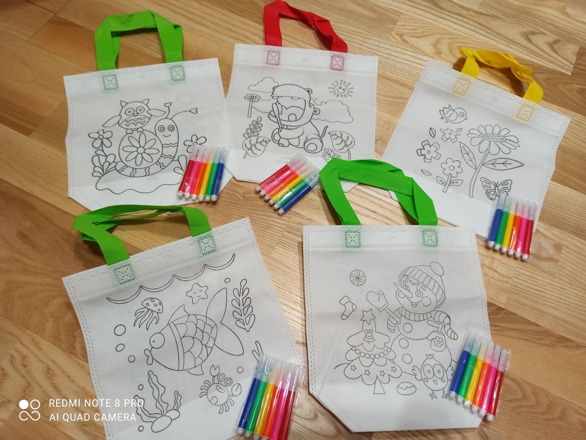 Дитячі еко сумки-розмальовки