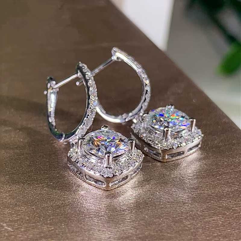 •OKAZJA• Srebrne Kolczyki z Moissanitem 1CT + Certyfikat! Wysyłka 24H
