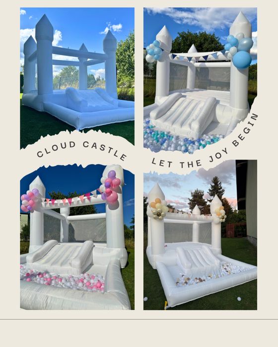 Dmuchaniec, biały zamek dmuchany Cloud Castle