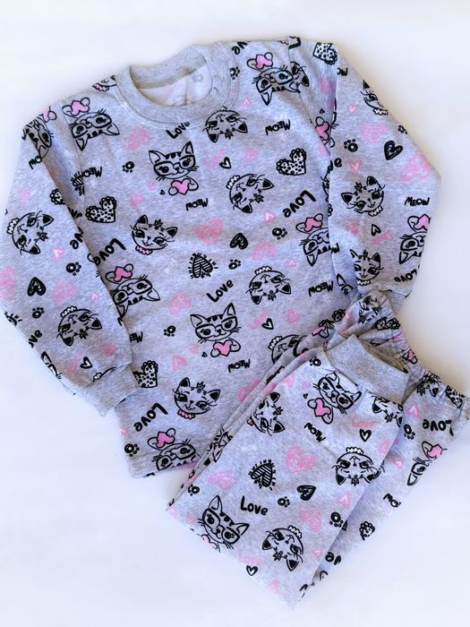 Утеплена піжама для дівчинки Тепла байкова піжама з начосом