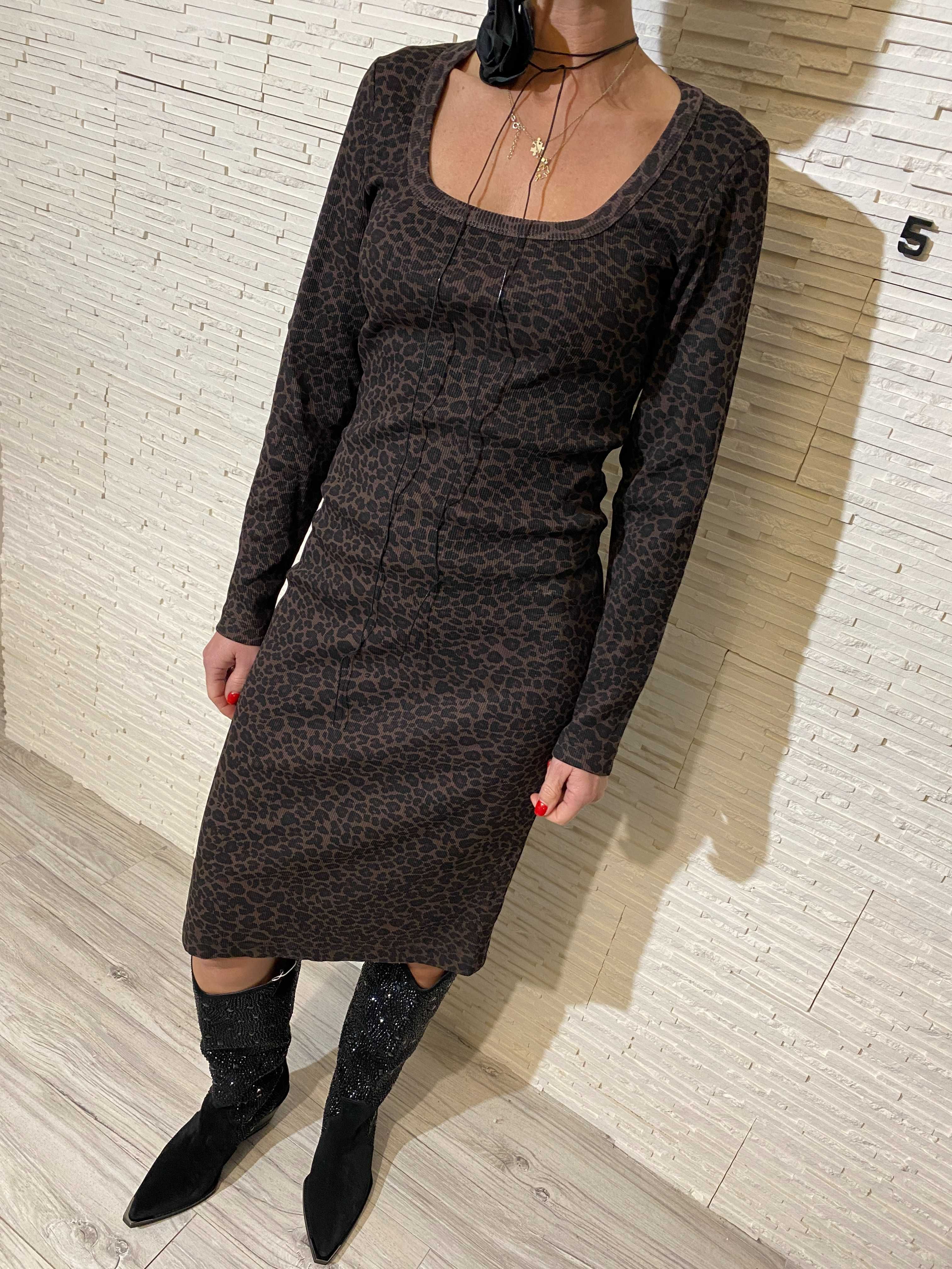 Project Runway lemonada nowa sukienka gepard cętki prążek midi