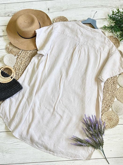 Sincerely Loved lniana sukienka len old money naturalna plus size 48/5