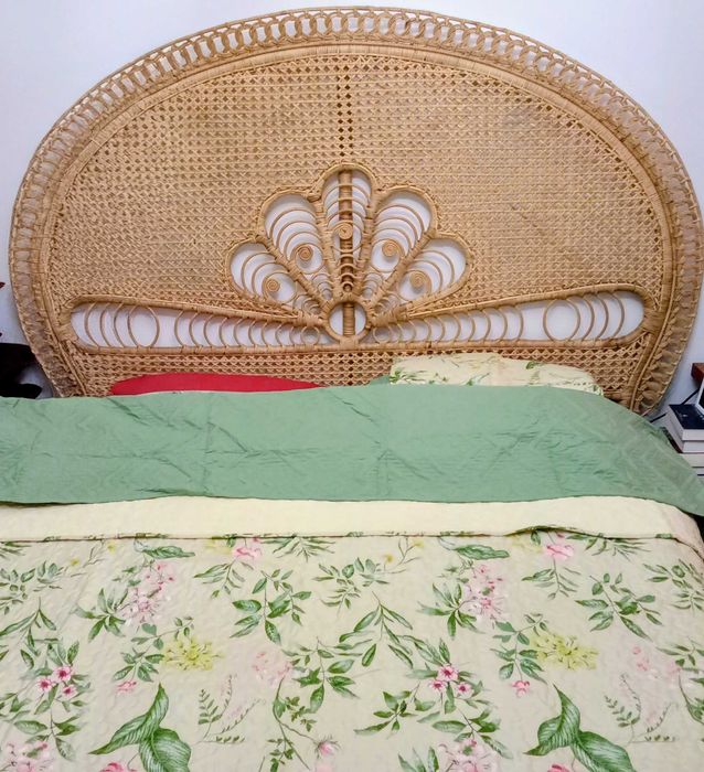 cabeceira de cama casal em rattan 189x150