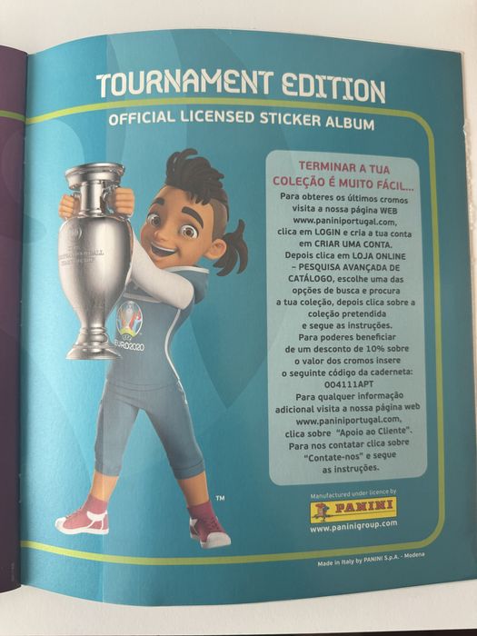 Caderneta Futebol EURO 2020 + 100 Cromos Colados