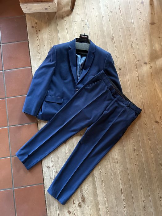 Komplet garnitur męski Forthis granatowy L wełniany
