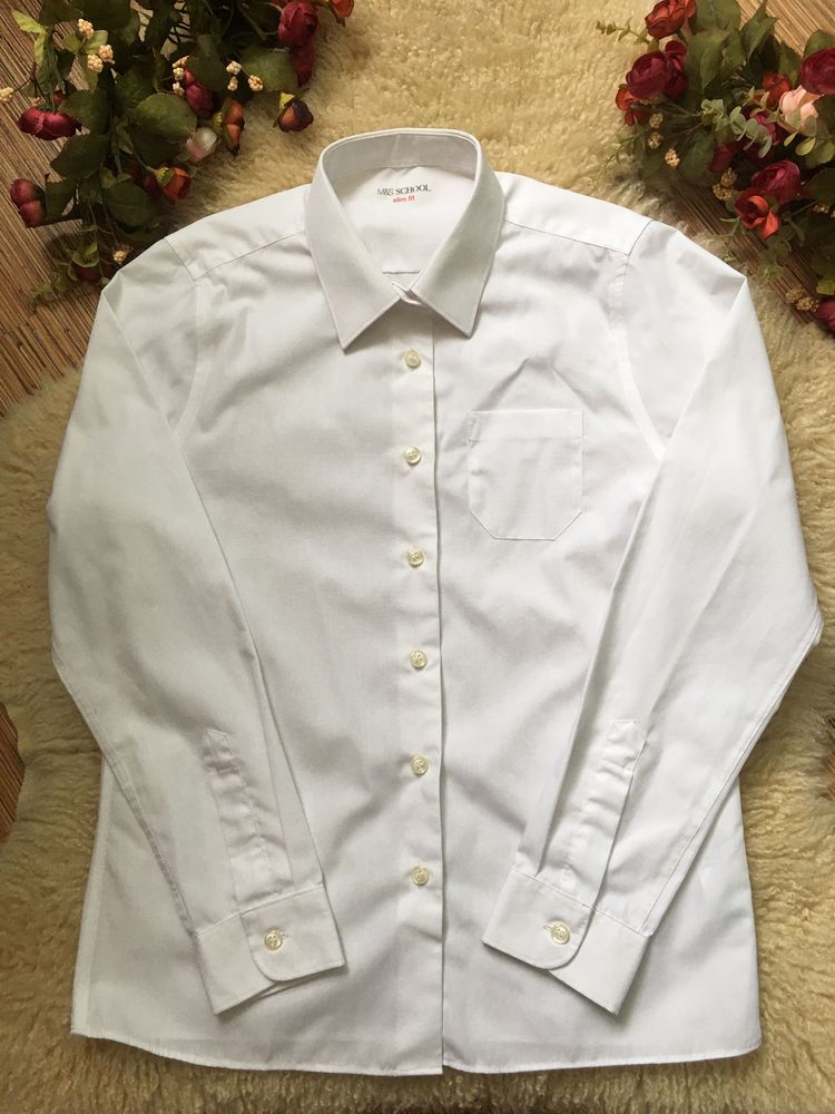 Классическая белая рубашка на мальчика 10-12 лет