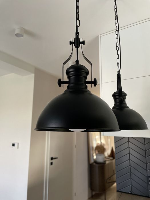 Lampa Wisząca Loft Industrialna Czarna Klosz E27 na Łańcuchu (2 szt.)