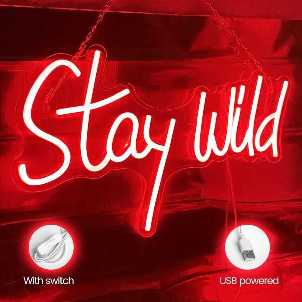 Letreiro Luminoso Néon LED em Acrílico " Stay Wild "