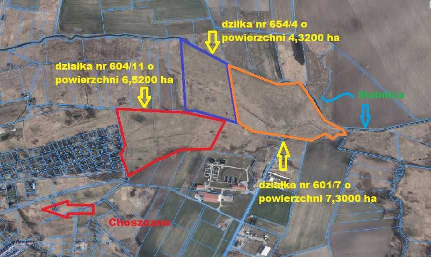 18,14 HA gruntów w mieście Choszczno, możliwość WZ, INWESTYCJA