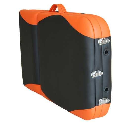 Marquesa de alumínio dobrável e portátil 185x60cm preta e laranja NOVA