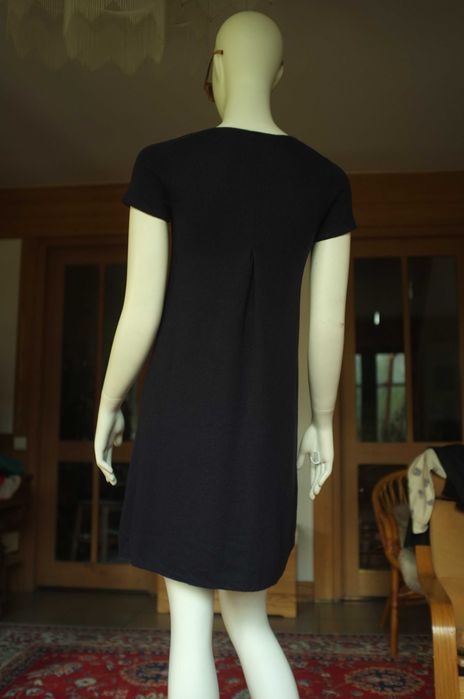 granatowa elegancka wełniana sukienka Massimo Dutti 100% wełna