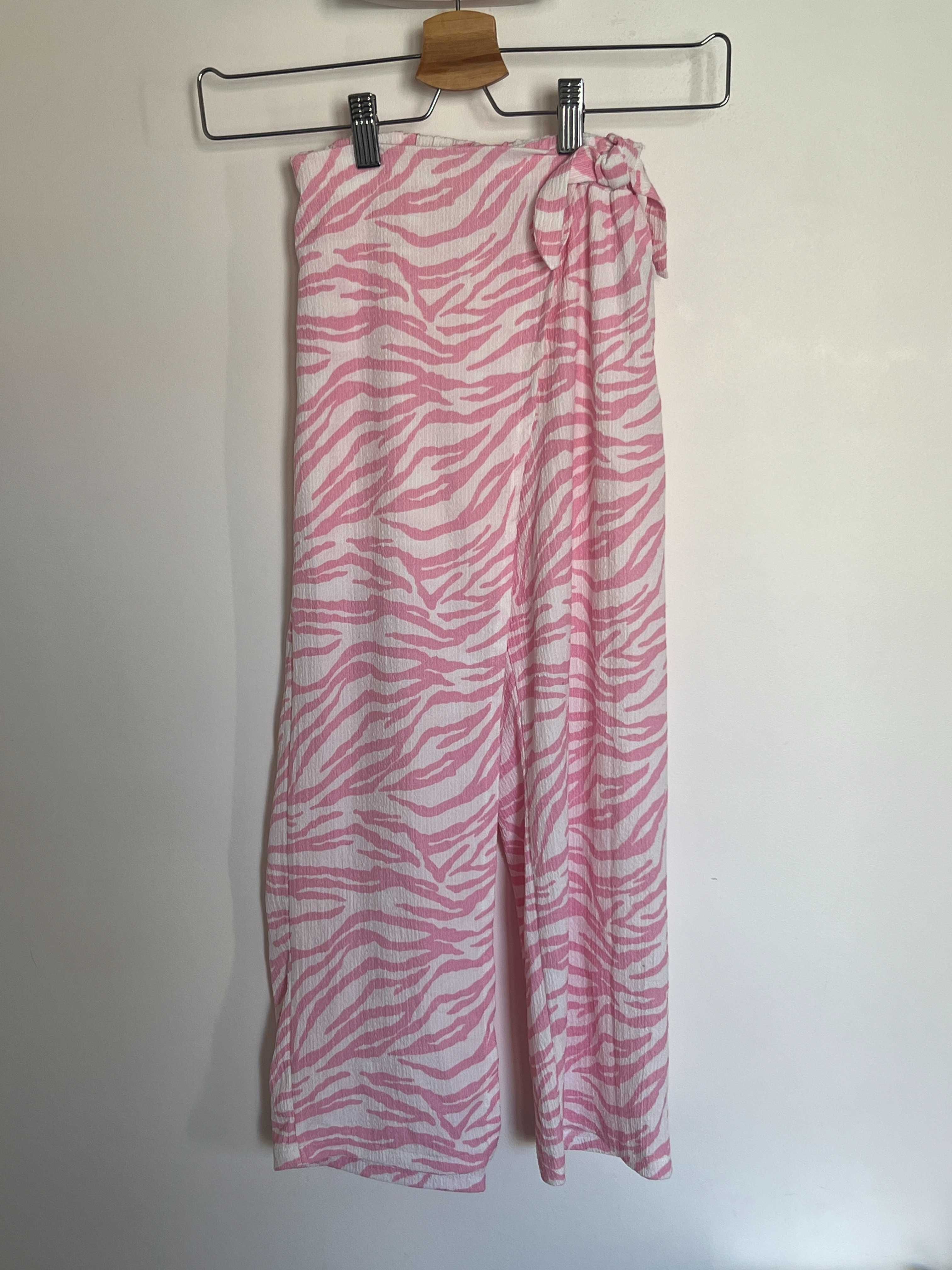 ZARA Kids Calças Largas com Estampa de Zebra Rosa – 9 Anos (134 cm)