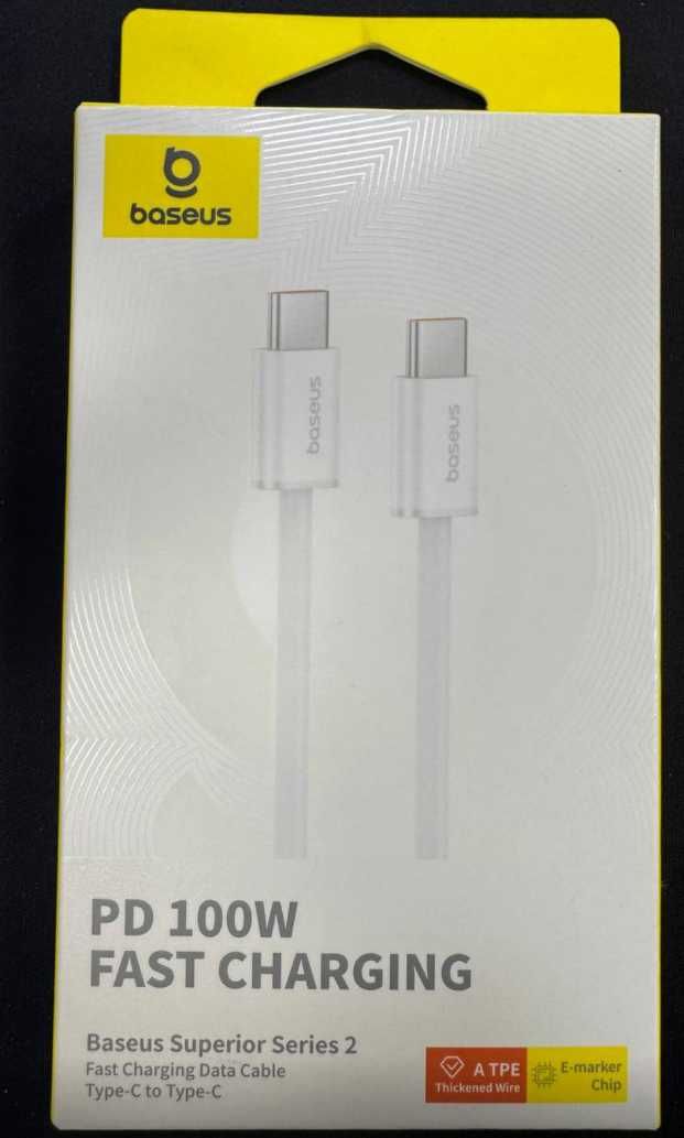 PD кабель Baseus  Fast Charging Type-C to Type-C 100W 1m White