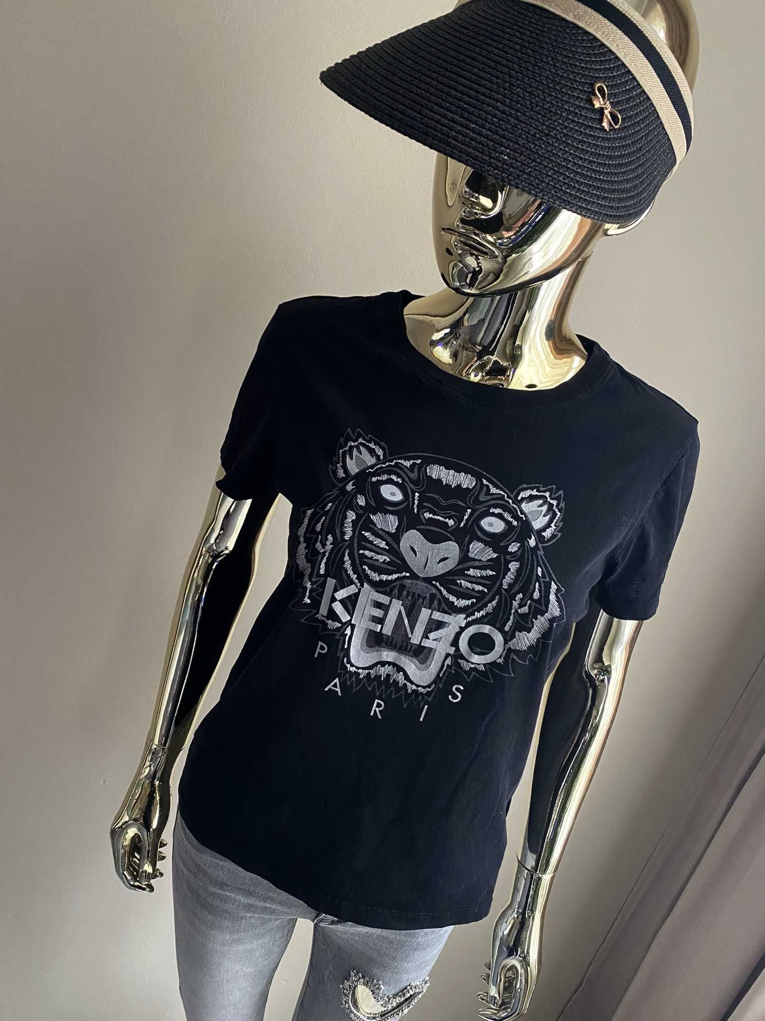 KENZO czarny t-shirt bluzka z tygrysem M