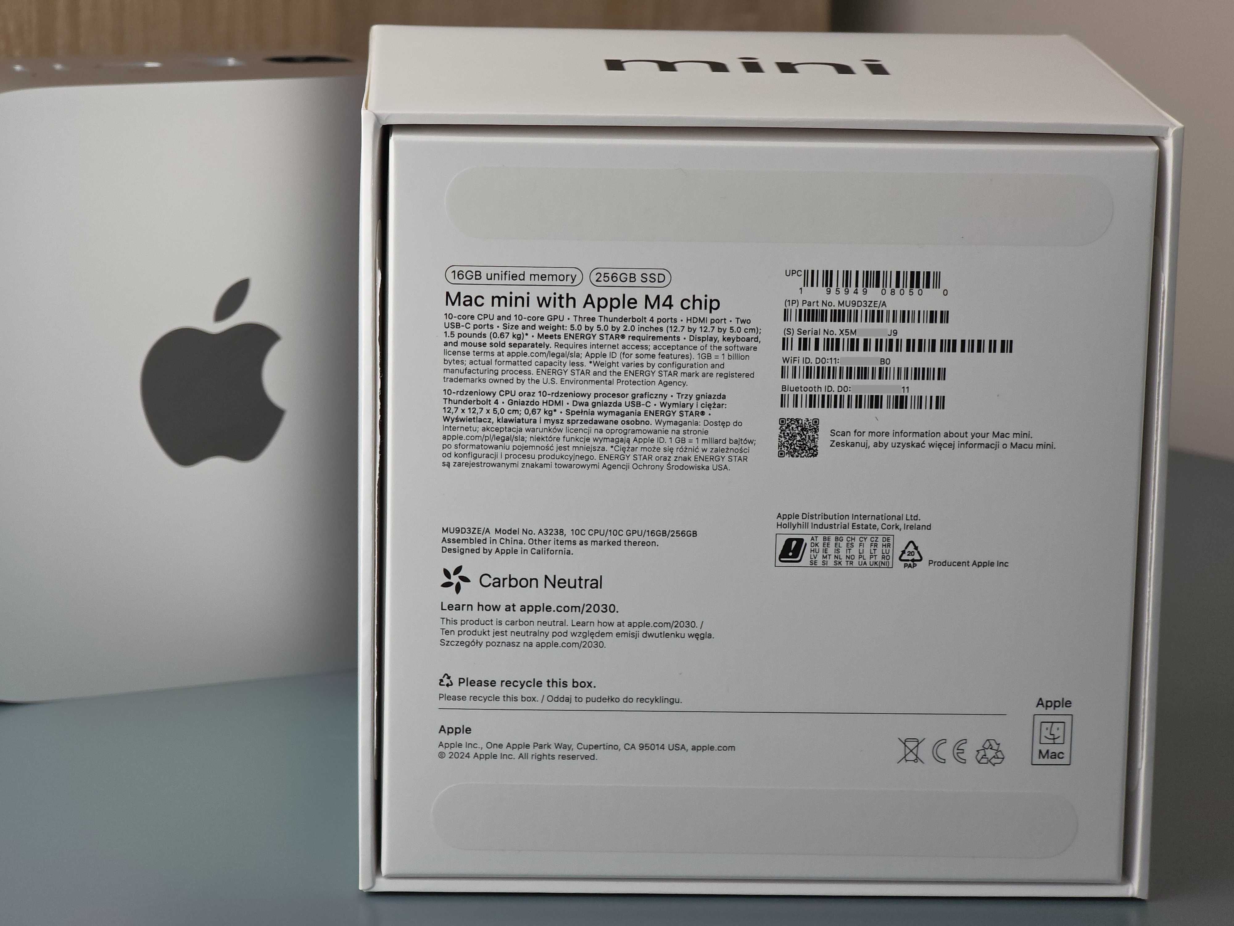 Mac mini M4 16 GB RAM 256 GB SSD Gwarancja do 03.2026 Stan jak nowy