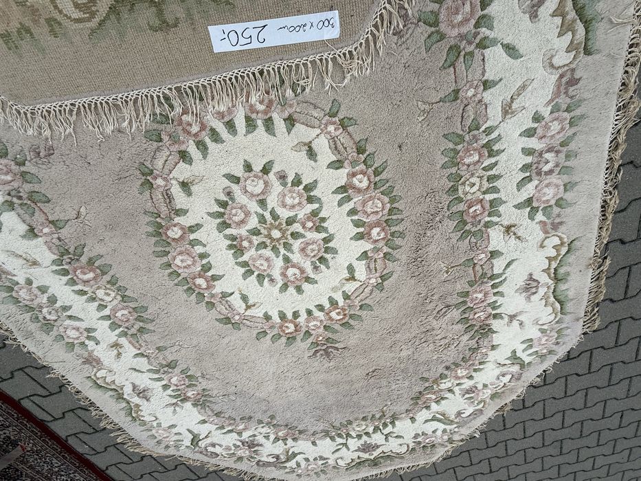 Dywan wełniany ośmiokątny 300×200 cm – pastelowy, kwiatowy,