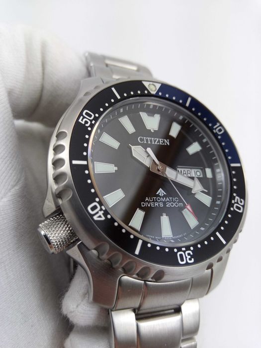 Японские мужские часы 200м дайверы Citizen NY0159-57E Механика, сапфир